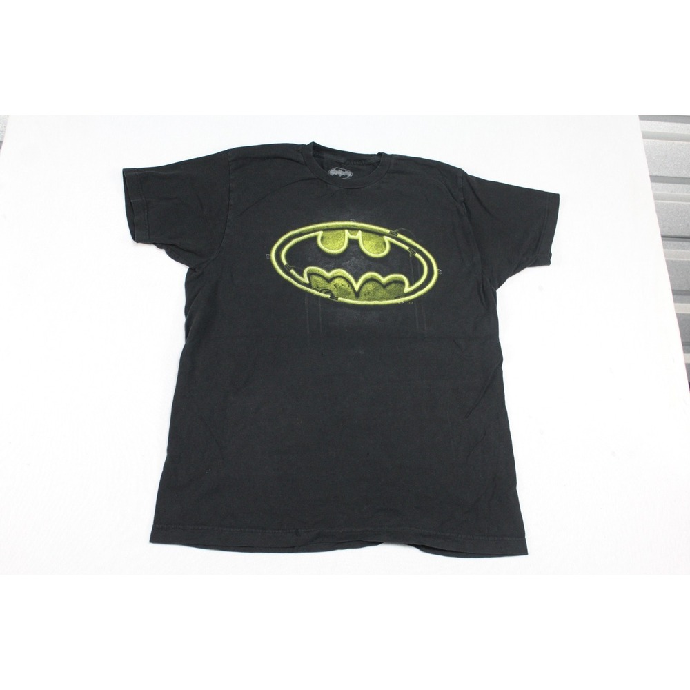 Batman Men Black Shirts Yellow Batman Logo Casual Short Sleeve Size Large